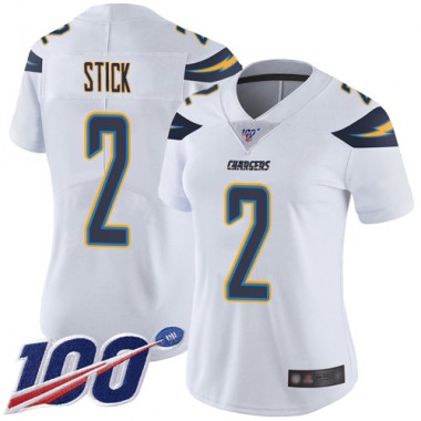 Los Angeles Chargers NFL Football Easton Stick White Jersey Women Limited 2 Road 100th Season Vapor Untouchable